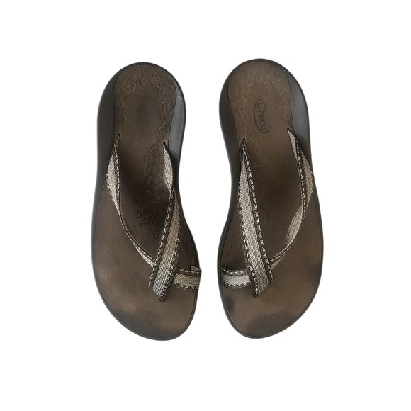 Chaco Flip Flops Womens‎ Comfort Slip On Sandals Size 6 Tan Brown Toe Loop - Picture 6 of 13